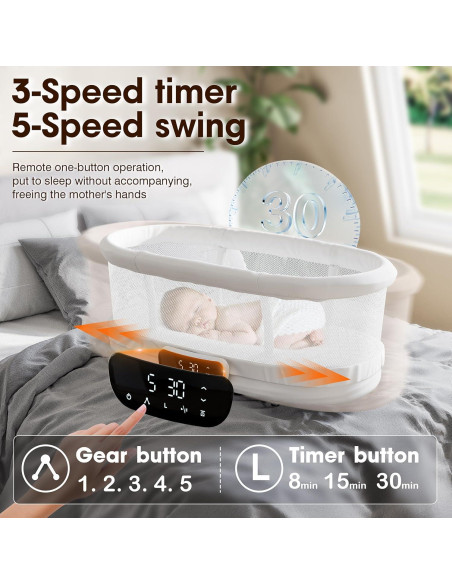 Cuna Lateral Portátil AMKE Ajustable para Bebés - Blanco