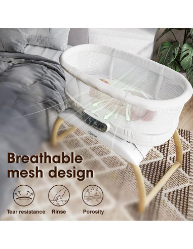 Cuna Lateral Portátil AMKE Ajustable para Bebés - Blanco