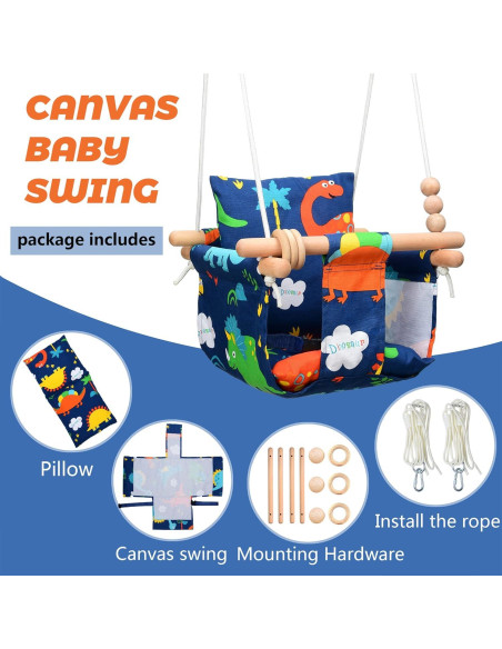 Columpio para Bebés FAETKLC con Asiento de Algodón - Dinosaurio