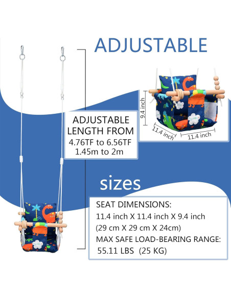 Columpio para Bebés FAETKLC con Asiento de Algodón - Dinosaurio