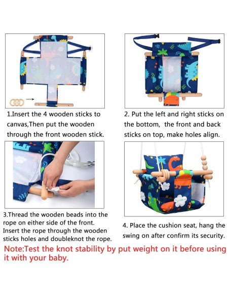 Columpio para Bebés FAETKLC con Asiento de Algodón - Dinosaurio
