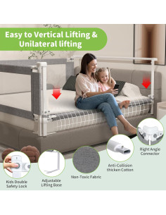 Barra de Cama Ajustable Yulongtengfei para Cama King Size - Gris 2