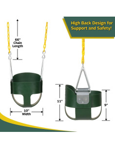 Asiento de Columpio Cubo Completo Eastern Jungle Gym Verde Amarillo 2