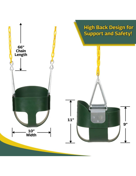 Asiento de Columpio Cubo Completo Eastern Jungle Gym Verde Amarillo