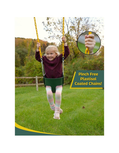 Asiento de Columpio Cubo Completo Eastern Jungle Gym Verde Amarillo