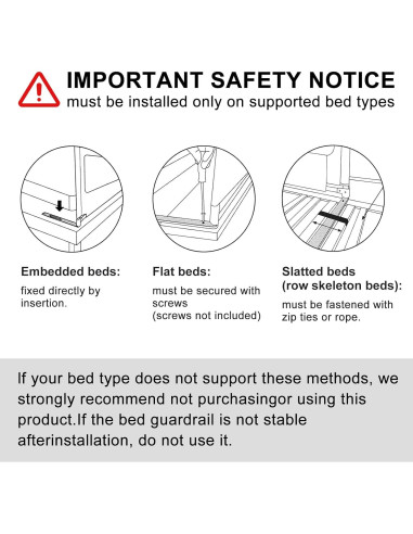 Barra de Cama Ajustable Yulongtengfei para Cama King Size - Gris