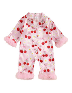 Pijama de Satén para Niña Bebé con Lazo y Estampado