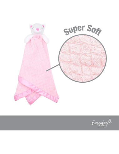 Manta de Seguridad Rosa para Bebés Everyday Kids 76x76 cm con Gato