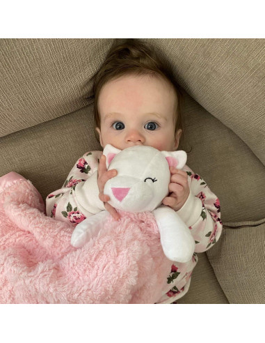 Manta de Seguridad Rosa para Bebés Everyday Kids 76x76 cm con Gato