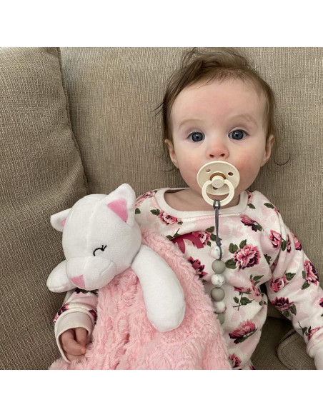 Manta de Seguridad Rosa para Bebés Everyday Kids 76x76 cm con Gato