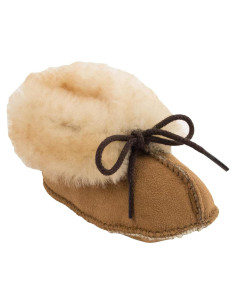 Botín de piel de oveja Minnetonka para infante 3 Tan