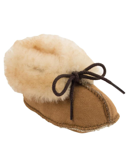 Botín de piel de oveja Minnetonka para infante 3 Tan