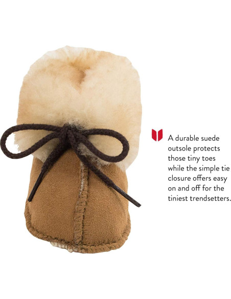 Botín de piel de oveja Minnetonka para infante 3 Tan