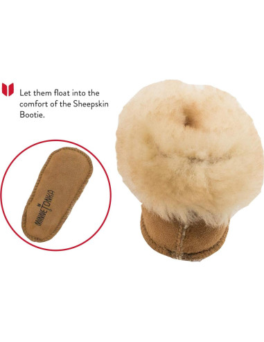 Botín de piel de oveja Minnetonka para infante 3 Tan