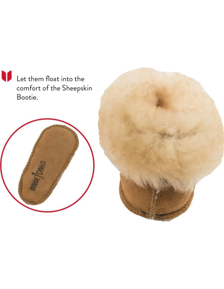 Botín de piel de oveja Minnetonka para infante 3 Tan