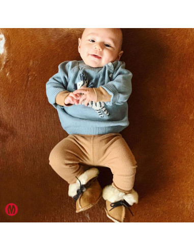 Botín de piel de oveja Minnetonka para infante 3 Tan