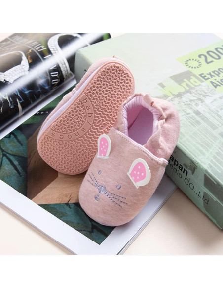 Zapatillas Infantiles COSANKIM para Bebés 6-9 Meses Gato Rosa