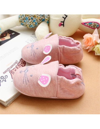 Zapatillas Infantiles COSANKIM para Bebés 6-9 Meses Gato Rosa