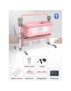Cuna Lateral Inteligente Suttonbebe 601 Rosa Bluetooth Plegable 2