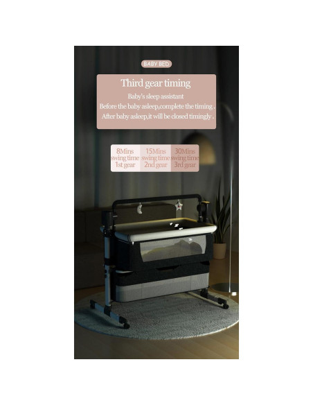 Cuna Lateral Inteligente Suttonbebe 601 Rosa Bluetooth Plegable