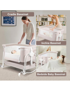 Cuna Lateral 4 en 1 Suihuooo Crema Ajustable 7 Niveles 2