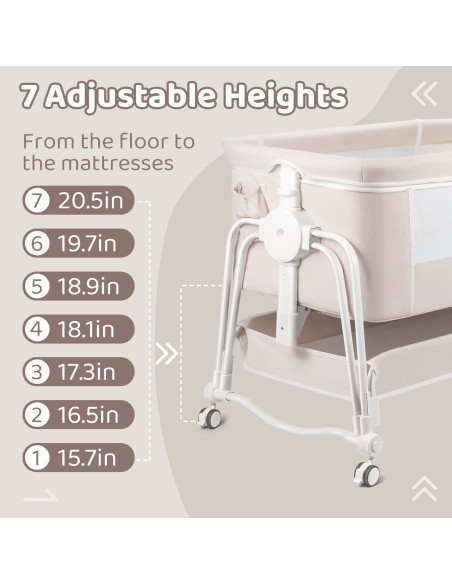 Cuna Lateral 4 en 1 Suihuooo Crema Ajustable 7 Niveles