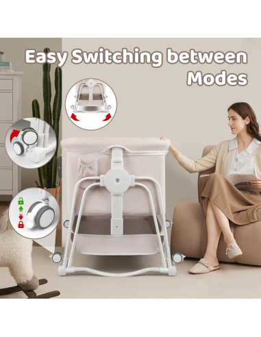 Cuna Lateral 4 en 1 Suihuooo Crema Ajustable 7 Niveles