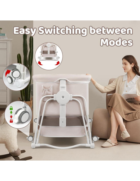 Cuna Lateral 4 en 1 Suihuooo Crema Ajustable 7 Niveles