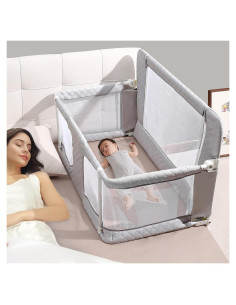 Cuna Lateral 3-en-1 UBRAVOO Gris Acolchado Ajustable