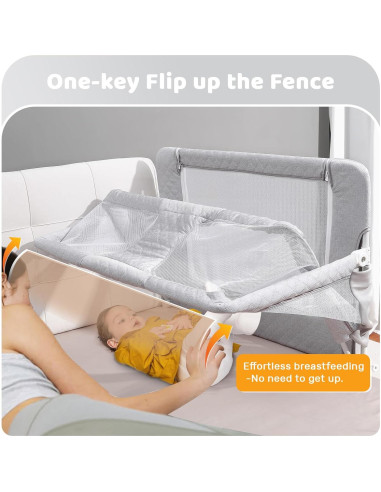 Cuna Lateral 3-en-1 UBRAVOO Gris Acolchado Ajustable