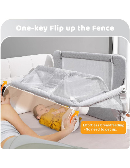 Cuna Lateral 3-en-1 UBRAVOO Gris Acolchado Ajustable