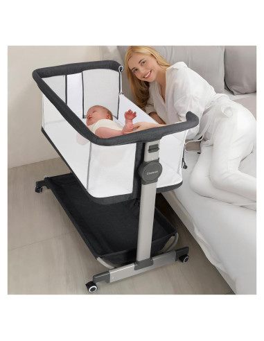 Cuna Lateral Cowiewie YE-01 para Bebé con Ruedas y Oscilación