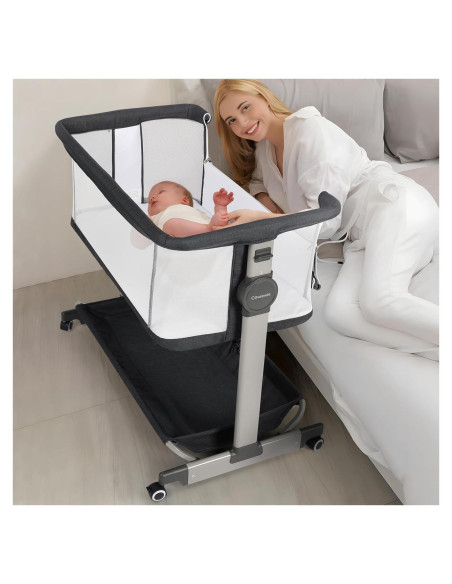 Cuna Lateral Cowiewie YE-01 para Bebé con Ruedas y Oscilación