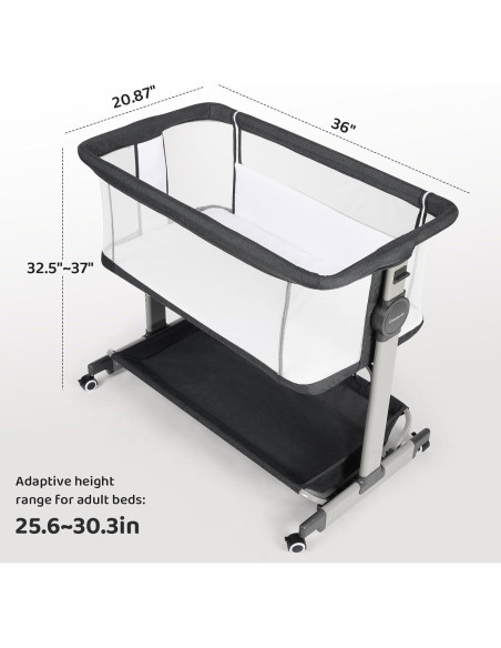 Cuna Lateral Cowiewie YE-01 para Bebé con Ruedas y Oscilación