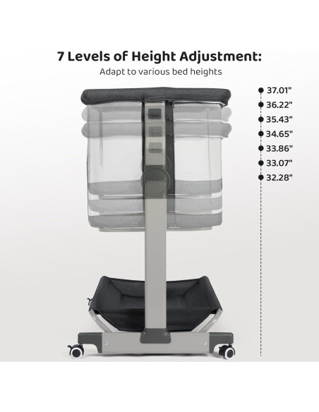 Cuna Lateral Cowiewie YE-01 para Bebé con Ruedas y Oscilación