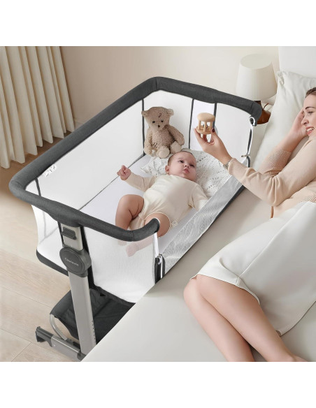 Cuna Lateral Cowiewie YE-01 para Bebé con Ruedas y Oscilación