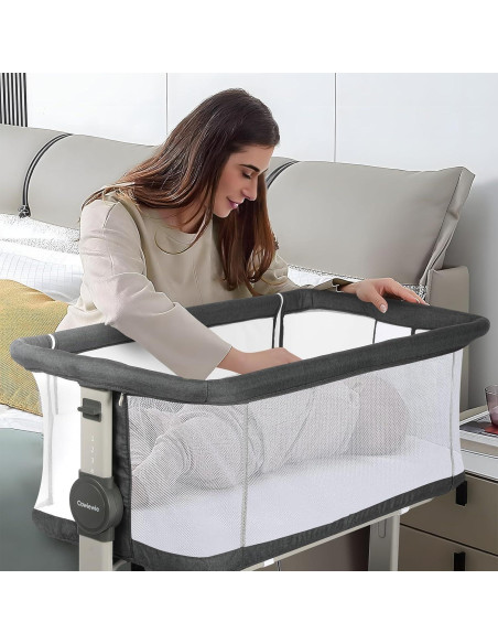 Cuna Lateral Cowiewie YE-01 para Bebé con Ruedas y Oscilación