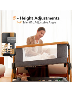 Cuna Lateral Cozy2 Babyboat Portátil con Ruedas 5 Alturas 2