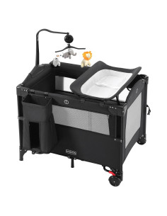 Cuna portátil 5 en 1 HARPPA negra con cambiador y ruedas