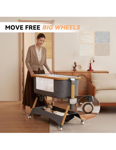 Cuna Lateral Cozy2 Babyboat Portátil con Ruedas 5 Alturas