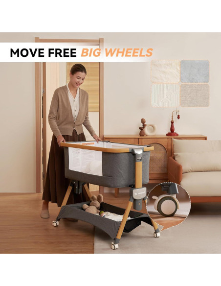 Cuna Lateral Cozy2 Babyboat Portátil con Ruedas 5 Alturas