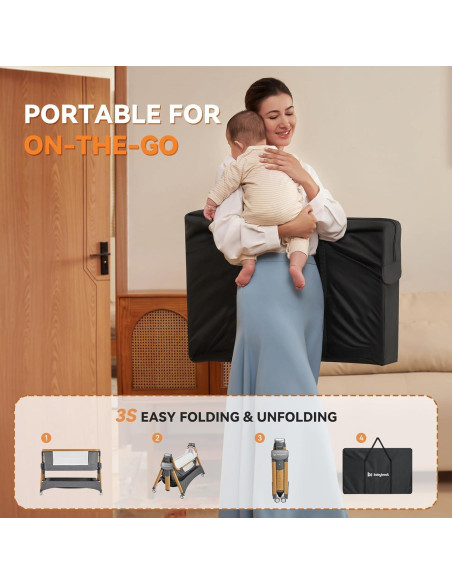 Cuna Lateral Cozy2 Babyboat Portátil con Ruedas 5 Alturas