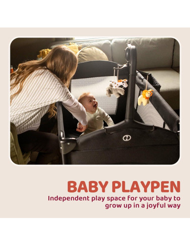 Cuna portátil 5 en 1 HARPPA negra con cambiador y ruedas