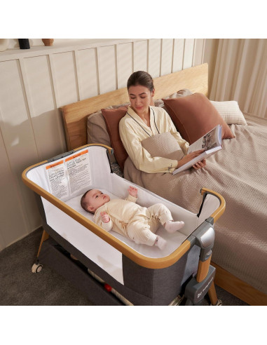 Cuna Lateral Cozy2 Babyboat Portátil con Ruedas 5 Alturas