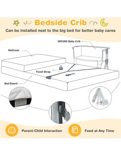 Cuna de Lado INFANS para Bebés Ajustable con Almacenamiento 2