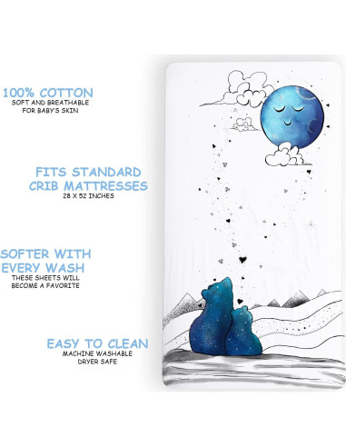 Sábana Ajustable JumpOff Jo 100% Algodón Cuna Estándar 71x132 cm