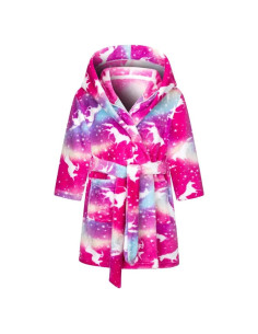 Bata de baño con capucha felpa unisex para niños 5-6 años