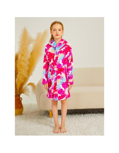 Bata de baño con capucha felpa unisex para niños 5-6 años