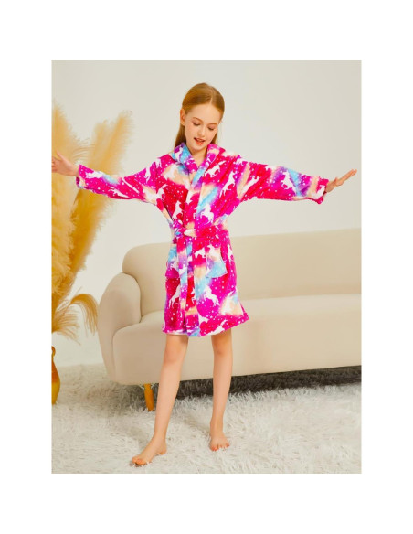 Bata de baño con capucha felpa unisex para niños 5-6 años