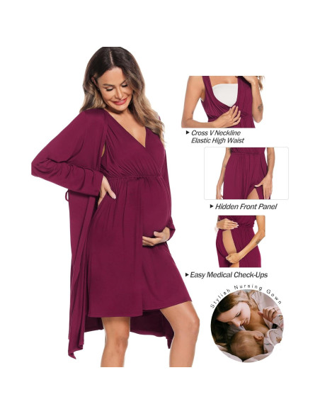 Conjunto de Bata y Vestido de Lactancia SWOMOG para Mujeres